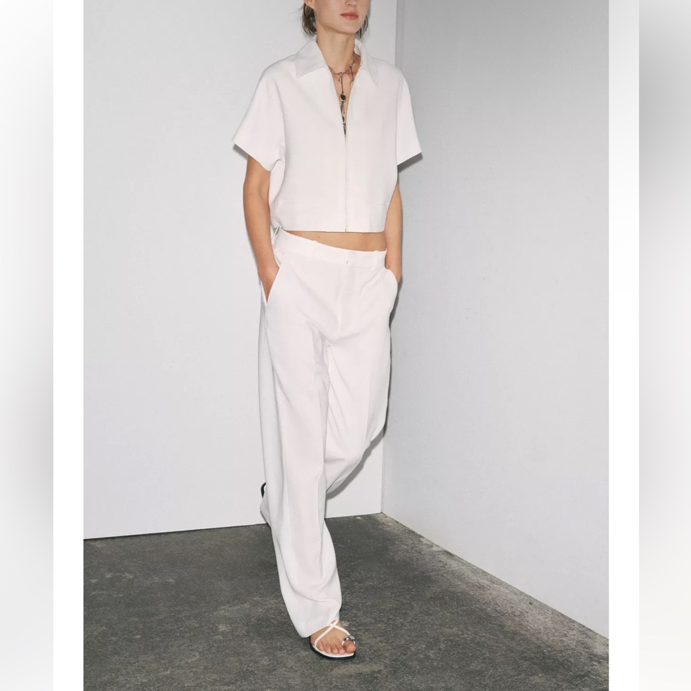 🦋 Zara Elegant White Women's Trousers M